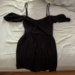 dressy black off the shoulder romper